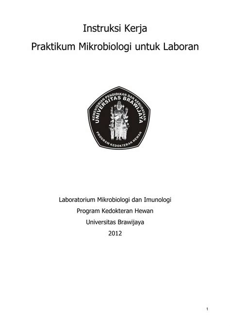 Pdf Instruksi Kerja Praktikum Mikrobiologi Untuk Laboran Mutu