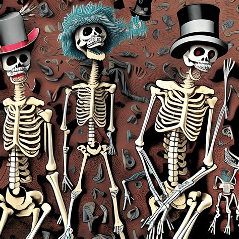 Dancing Skeletons In Top Hats And Canes From Grateful Dead Creative