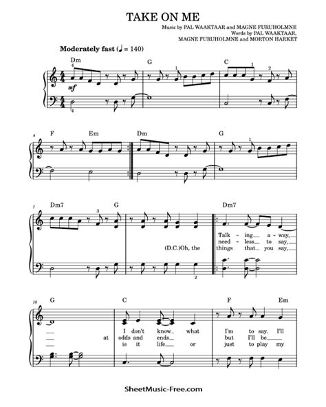 A-Ha Sheet Music - ♪ SHEETMUSIC-FREE.COM