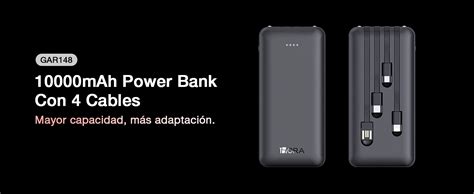 Hora Power Bank Mah Ultra Slim De Bateria Portatil Con Cables