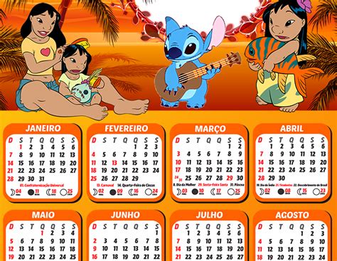 Calend Rio Lilo E Stitch Moldura Png Digital Gr Tis