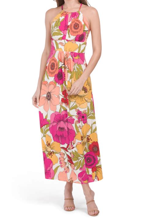 London Times T6110m Floral Halter Maxi Dress Couture Candy