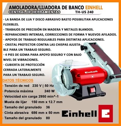 Amoladora De Banco Y Lijadora De Banda Mesa Einhell Th Us 240 Watts