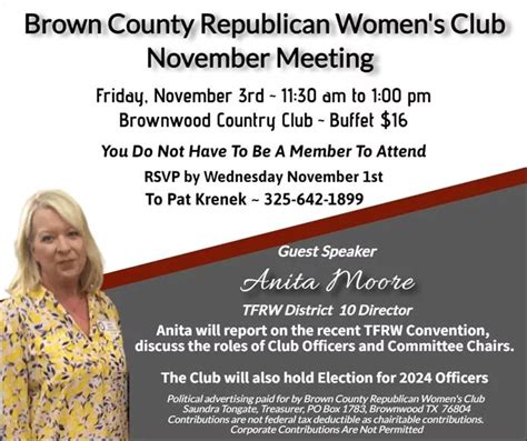 Anita Moore To Speak At Brown County Republican Women S Club Meeting