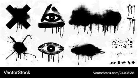 Spray graffiti stencil template Royalty Free Vector Image