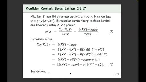 Contoh Soal Koefisien Korelasi Statistika Matematika 1 Youtube