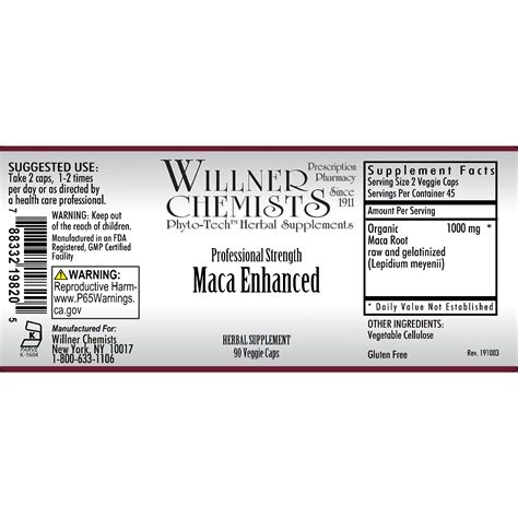 Willner Chemists Willner Phyto Tech Maca Enhanced Vcap By Willner