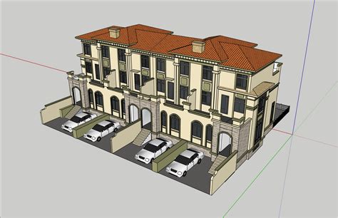 简约山东临沂新古典别墅su模型别墅土木在线