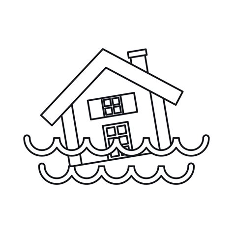 House sinking in a water icon, outline style 14497749 Vector Art at