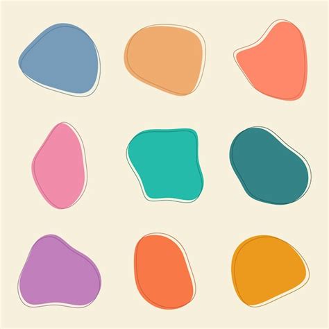 Conjunto De Pegatinas De Formas Abstractas De Colores Vector Premium