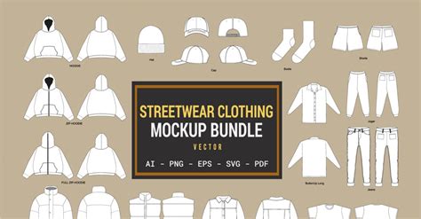 Streetwear Clothing Vector Mockup Tech Pack Templatemonster