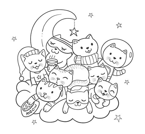 Premium Vector Kitty In Space Doodle For Kids