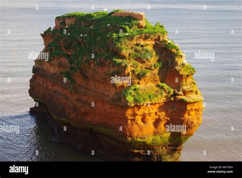 Red Sandstone Sea Stacks And Cliffs Of The Jurassic Coast World Heritage Site At Ladram Bay