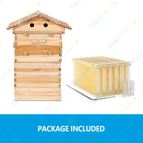 Wooden Beekeeping Bee Hive House Box With 7pcs Autoflow Honey Beehive