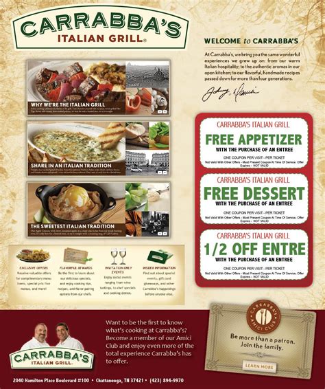 Carrabbas Printable Menu | TUTORE.ORG - Master of Documents