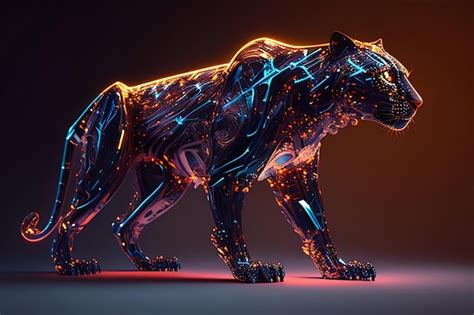 Premium Ai Image A Black Panther Is Shown In Neon Colors