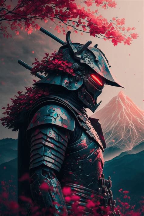 Japanese Samurai Sakura Poster Picture Metal Print Paint By