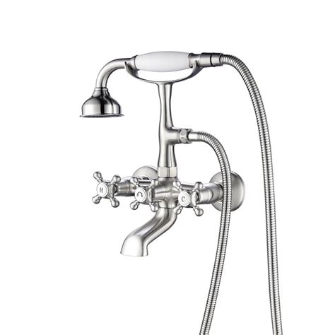 Barclay Triple Handle Wall Mounted Clawfoot Tub Faucet With Diverter And Handshower Wayfair