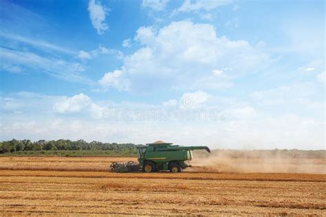 Harvester Machine Working In Field Combine Harvester Agriculture