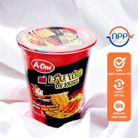 Mì A-One Lẩu Tôm Ớt Xanh Ly 65g, mì ăn liền | Shopee Việt Nam