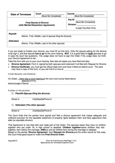 Free Printable Divorce Papers Tennessee Printable Divorce Papers