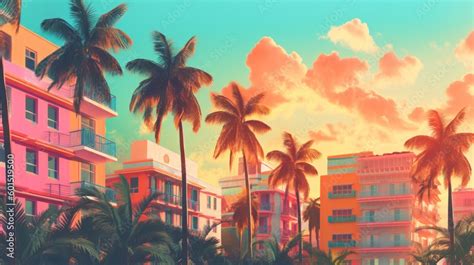 Miami Vibes Wallpaper Background Stock Illustration | Adobe Stock