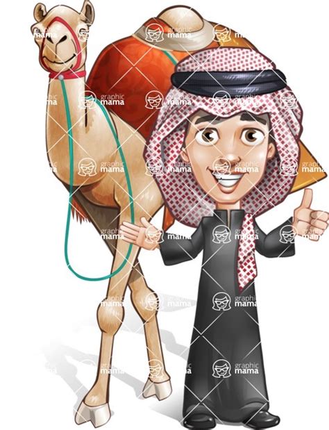 Young Muslim Man Cartoon Vector Character 112 Illustrations Camel Graphicmama