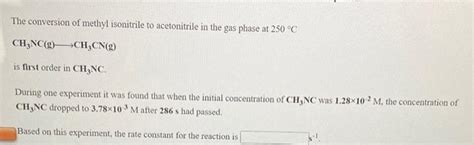 Solved The Gas Phase Decomposition Of Sulfuryl Chloride At