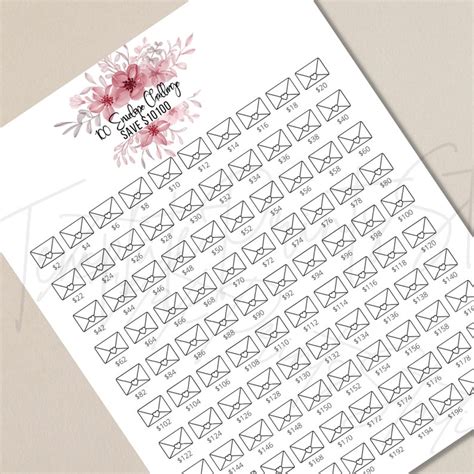 Printable Envelope Savings Challenge Tracker Save Etsy