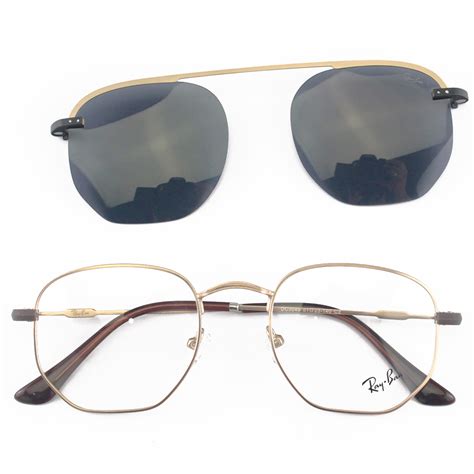 Arma O De Culos Clip On Hexagonal Unissex Ray Ban Rb A Dourado