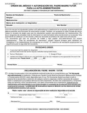 Fillable Online Fcps Form Med Authorization Form Self Spanish Fax