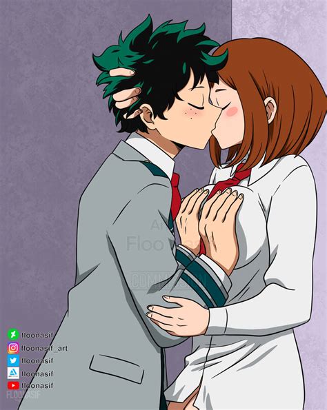 Deku y uraraka kiss Commission by FlooNasif on DeviantArt