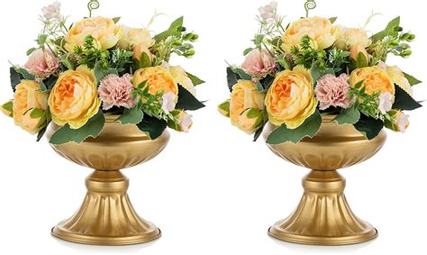 Nuptio Gold Flower Vase For Wedding Centerpiece Metal Compote Bowl