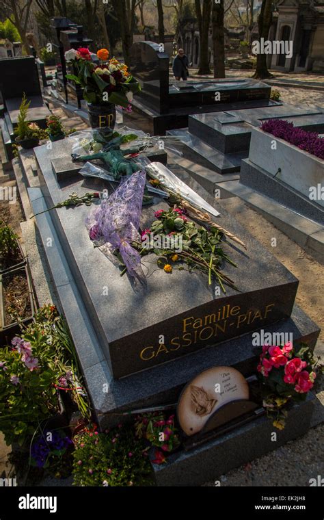 Grave site of Edith Piaf in Père Lachaise Cemetery Paris France Stock