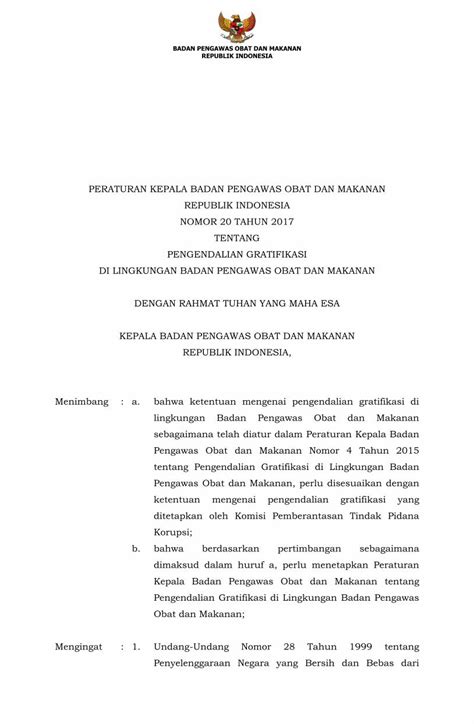 Pdf Peraturan Kepala Badan Pengawas Obat Dan Keputusan Kepala