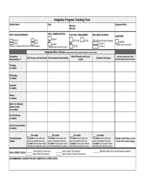 Fillable Online BLANK COPY Integratus Honors Progress Tracking Form Fax