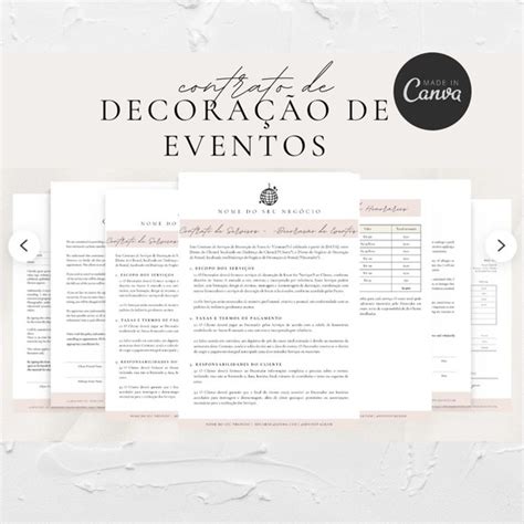 Contrato De Presta O De Servi O Decora O Evento Edit Vel