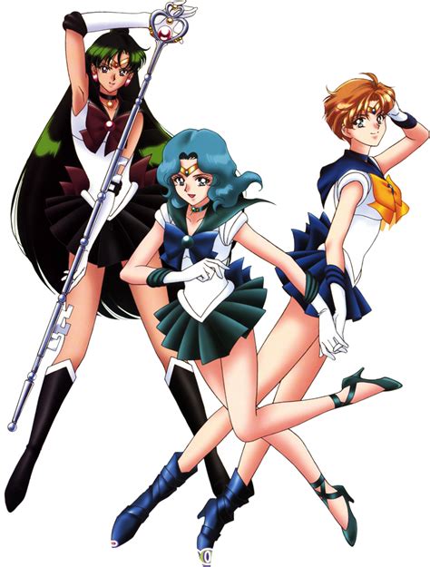 Sailor Uranus, Neptune, and Pluto Render by frogstreet13 on DeviantArt