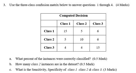 Solved 3 Use The Three Class Confusion Matrix Below To