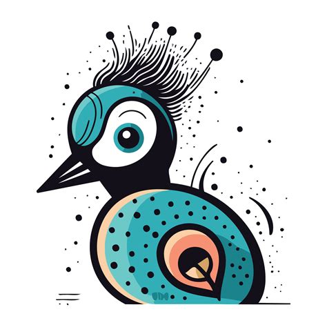 Cute Cartoon Peacock On A White Background Vector Illustration