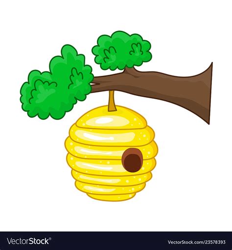 Beehive Hanging From A Branch Royalty Free Vector Image