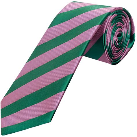 Pink And Green Striped Classic Men S Tie