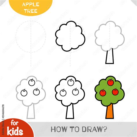 How to draw Apple tree for children. Step by step drawing tutorial ...