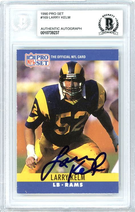 Larry Kelm Autographed 1990 Pro Set Rookie Card 169 Los Angeles Rams