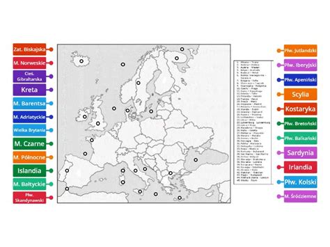 Mapa Europy Elementy Lini Brzegowej Labelled Diagram