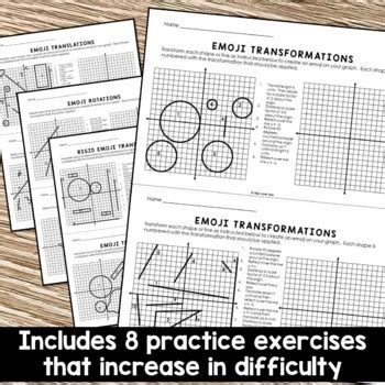 Transformations Practice Worksheet Translate Rotate Reflect Dilate