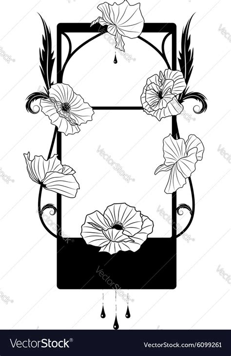 Black Poppy Frame Royalty Free Vector Image Vectorstock