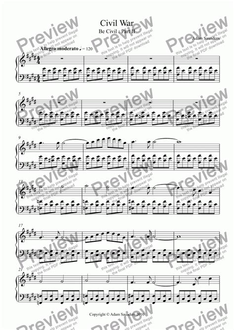 Civil War Solo Piano Download Sheet Music Pdf File