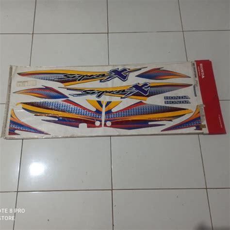 Jual Striping Stiker Lis Honda Supra X 110 Biru Ori Original AHM Di