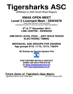 Fillable Online Gloucestercityswimmingclub Co Tigersharks Competition